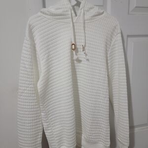 White Quilted Hoodie